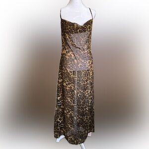 NWT. MICAS Leopard Print Draped Maxi Dress
